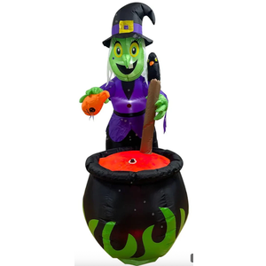6 ft Tall Witch Pot with Bubbling Potion Halloween Inflatable