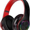 2022 Wireless Bluetooth Headphones,Colorful LED Lights Comfort Over Ear Foldable Headset with Built-in Microphone,FM,SD Card Slot,Wired for School/Tablet Computer/PC/TV/Cellphones/Travel