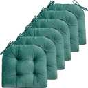 FABRICASTLE Chair Cushions Pads Non-Skid Comfortable 17" x 16" Seat Cushion Cover Set of 6 for Indoor Kitchen Dining Room Office Chairs (Dark Green, 6 Counts (Pack of 1))