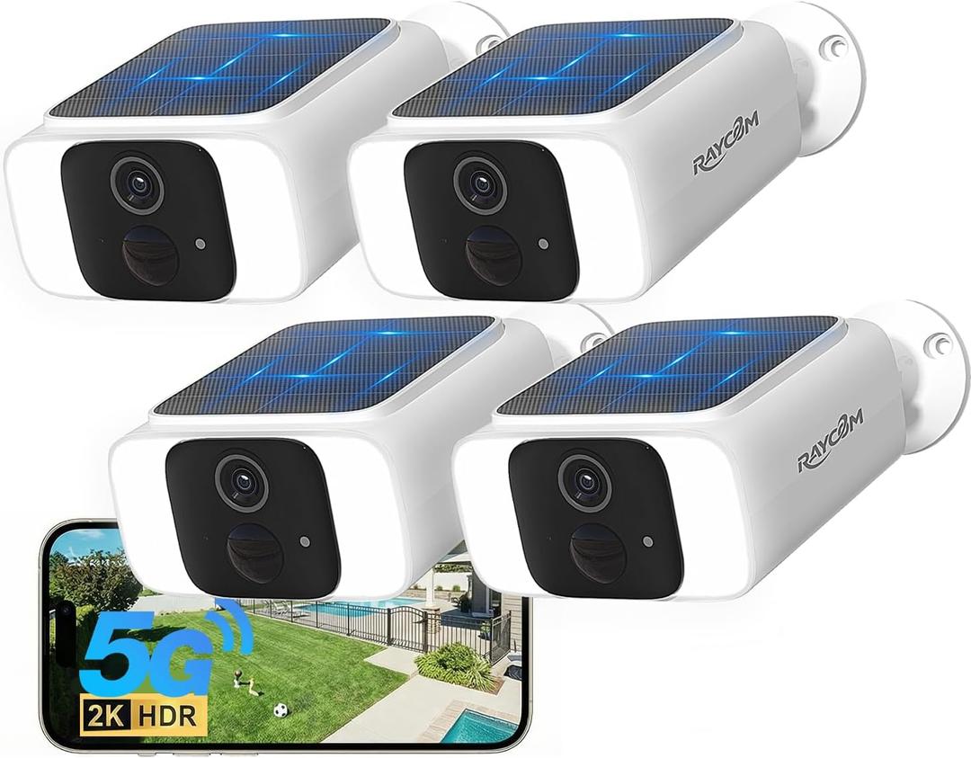 5G WiFi Security Cameras Wireless Outdoor 4Pack, Solar Outdoor Cameras for Home Security with AI Motion Detection & Siren,Color Night Vision, 2-Way Talk, IP66 Waterproof,Cloud/SD
