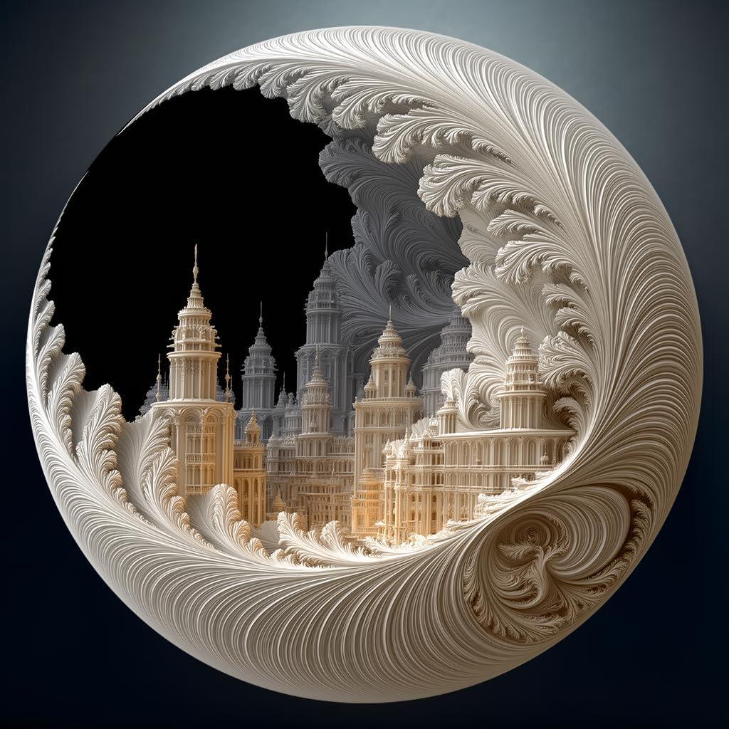 Bgraamiens Puzzles for Adults 1000 Pieces  Fractal Moon City Round Jigsaw Puzzle 1000 Pieces  Expert-Level Circular Design for Adults Hard Difficult Impossible Challenging Jigsaw Puzzles