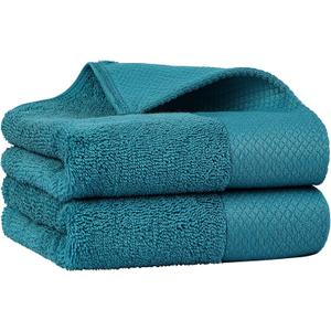 PiccoCasa 100% Cotton Hand Towels, 2 Pack Thick Face Towel Set Design, Super Soft and Highly Absorbent Hand Towel for Bathroom (Teal, 16 x 30 Inch)