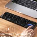 Nillkin Upgraded Foldable Bluetooth Keyboard with Touchpad & Number Pad, Portable Wireless Keyboard for Travel, Pocket-Sized, Full Size Keys, Support 3 Devices for iPad Laptop Tablets Phone, Black