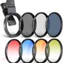 NEEWER 55mm ND/CPL/Effect Filter Set with Mobile Phone Camera Lens Clamp Clip, Polarizing ND32 6 Point Star 4 Graduated Colour Filters Kit Compatible with iPhone 16 15 14 Pro Max Plus 13 12 Samsung