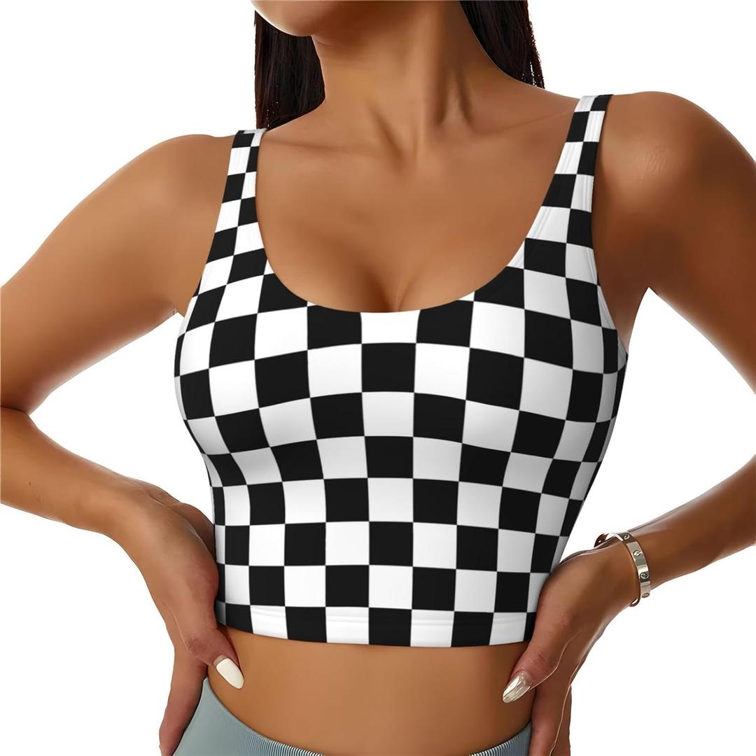 Sports Bras for Women Sleeveless Yoga Vest Low Neck U Back Bra Workout Crop Tank Tops Wirefree Running Underwear, Size Small