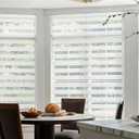 GHV Zebra Blinds for Windows Corded Blackout Dual Layer Privacy Shades Light Control for Day and Night Home Office (White, 36 in (W) x 64 in (H))