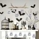 12 Pcs Halloween Disco Ghosts Decor Halloween Ornament Silver Mirror Disco Skeleton Tabletop Centerpiece for Holiday Cosplay Home Props Gift Party Decorations (Sliver)