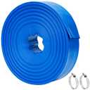 LINEX 2 IN x 50 FT Pool Backwash Hose - Heavy Duty Reinforced PVC Drain above Ground Swimming Pool Hoses, Flat Water Hose for Sump Pump Waste Discharge & Sand Filter Drainage, with Clamp (Blue)
