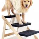 MEWANG Wood Pet Stairs & Ramp for Small/Medium Dogs and Cats, Aging Pets  3-in-1 Foldable, Portable, Non-Slip Pet Ladder for Tall Beds, Couches,CarsHolds Up to 220 lbs (24.8" L x 17.2" W x 19.5" H)