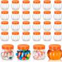 Hsei 30 Pcs 5 Oz/ 150 ml Plastic Pumpkin Candy Jars Halloween Large Candy Bowl Fall Thanksgiving Jar with Lids Plastic Pumpkin Containers for Halloween Party Decoration (Orange)