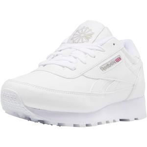 Reebok Womens Classic Renaissance Faux Leather Cushioned Fashion Sneakers (5, White/Steel)