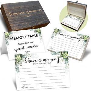 Share A Memory Cards For Celebration of Life Decorations, 50 Psc Share A Memory Box For Funeral Memorial for Funeral Wedding Birthday Graduation Bridal Shower Guest Book Ideas(Greenery) -A01