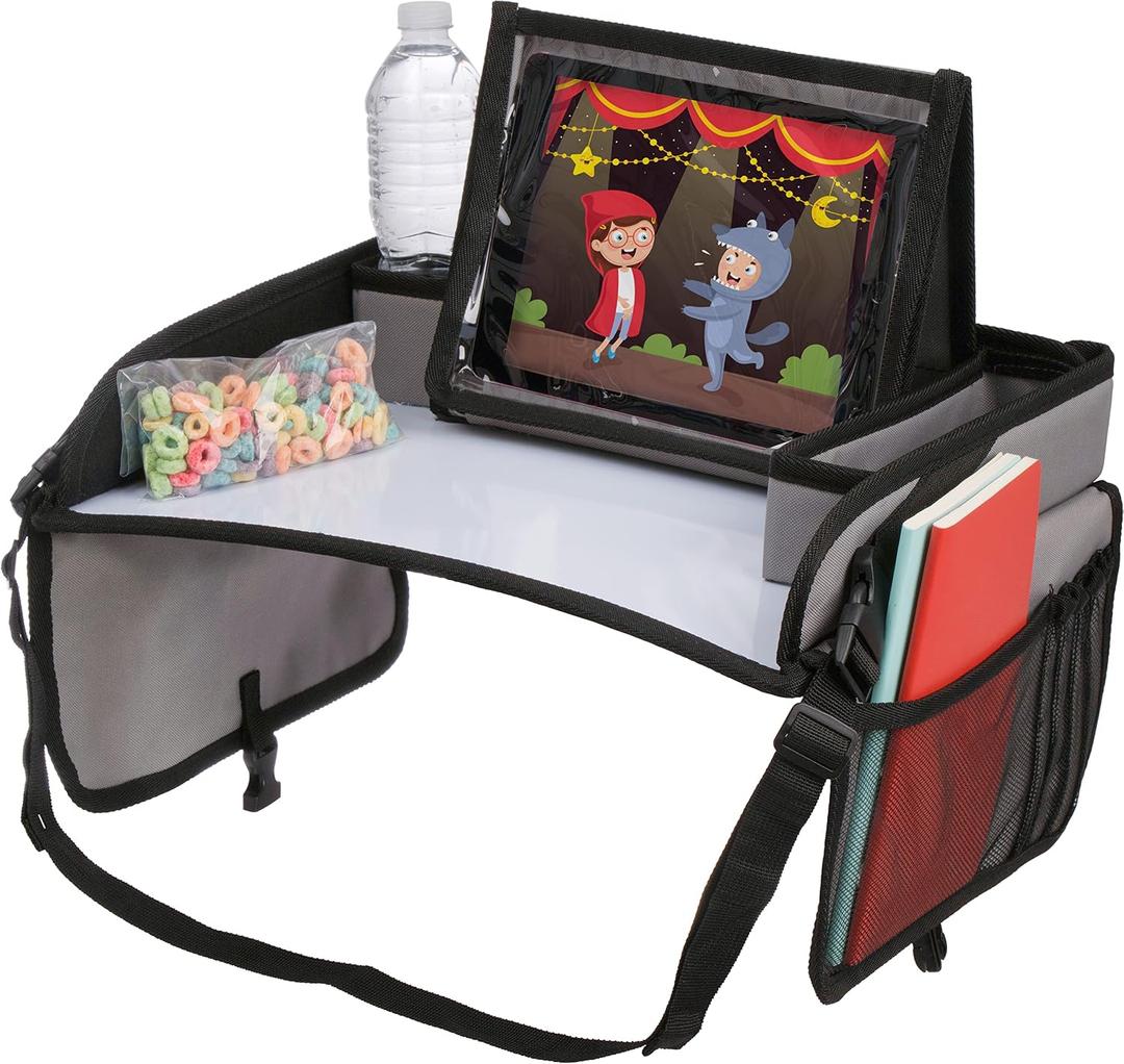 Lusso Gear Lap Tray for Toddler and kids, Table Tray for Travel, Car Seat, Airplane, Desk Essential Accessories and Road Trip Activities (Gray)