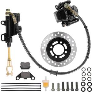 Rear Foot Brake Master Cylinder Caliper Assembly with Brake Disc for 50cc 70cc 90cc 110cc 125cc Taotao 125D Boulder B1 Coolster Kazuma SunL RPS Icebear 3050HD 3050C Yamoto Vitacci ATV