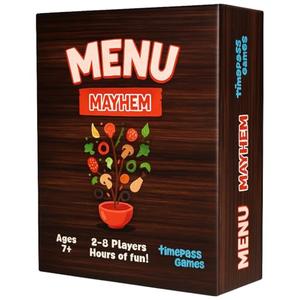 MENU MAYHEM is a Fun and Fast-paced Card Game Where Players Collect Ingredient Cards, Complete recepies to Win Recipe Cards, and face Surprise Twists from Unpredictable Fortune Cookies!Pack of 2