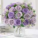 MARTINE MALL 2 Packs Peonies Artificial Flowers, Mixed Purple Artificial Peonies, Silk Peonies Flowers Fake Peonies Artificial Peony Flowers for Centerpiece Table Wedding Party Home Decor