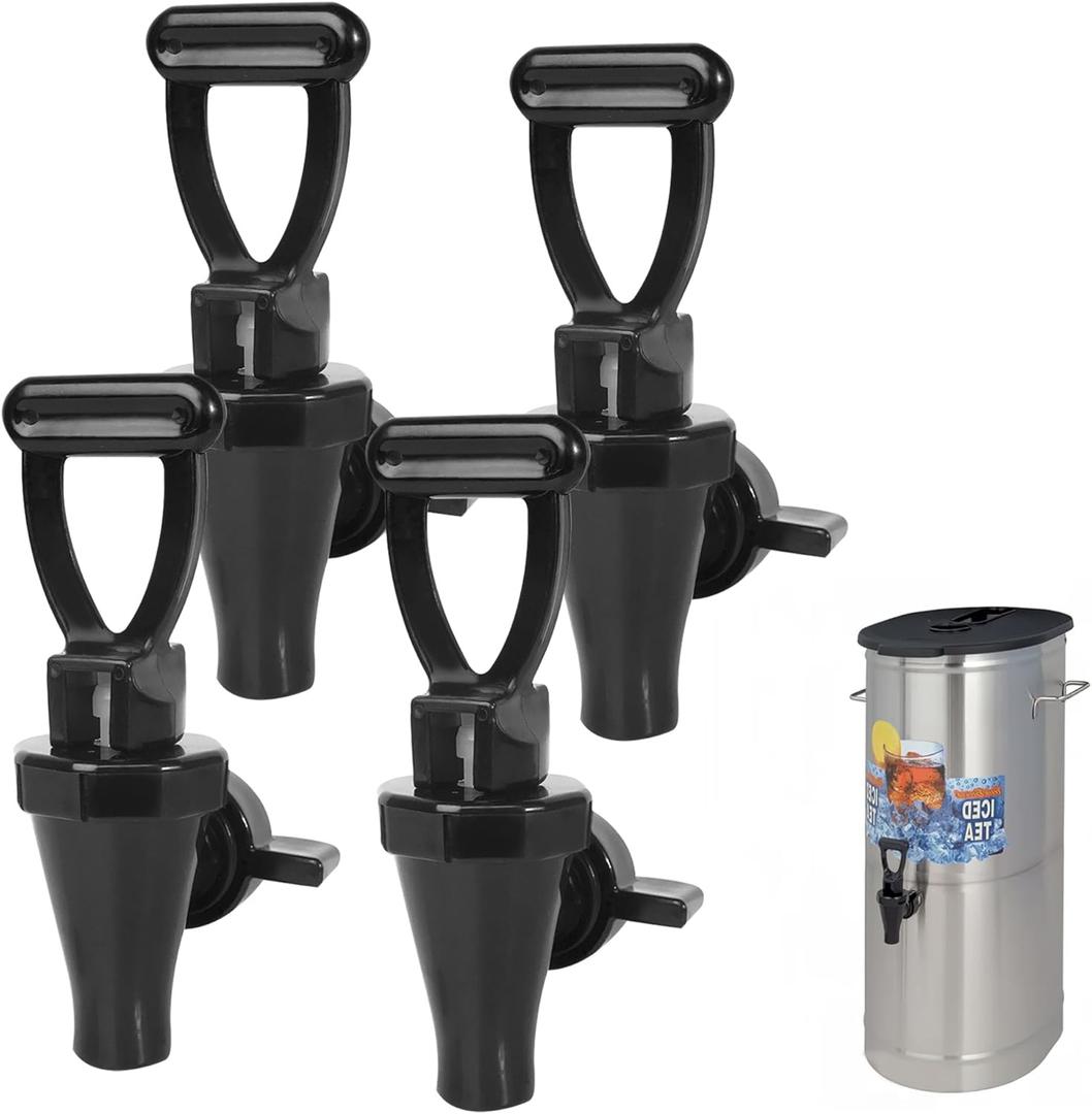 4-Pack 03260.0002 Replacement Faucet Kit for Tea Dispenser | Reusable Spigot for Tea Urn with 2 Wing Nuts & 2 C-Rings | BPA Free & Dishwasher Safe