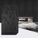 4Pcs Faux Stone Wall Panel 43.3''x23.6'',Lava Stone Design, Black | PU Stone Wall Panel for Interior Wall Decor, Bedroom, Living Room, Office