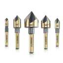 Countersink Drill Bit Set, 5 Pieces High Speed Steel 82 Degree 5 Flute 6mm Round Shank Mill Cutter Bit Countersink in Sizes 1/4 3/8 1/2 5/8 3/4 Set with Carrying Case