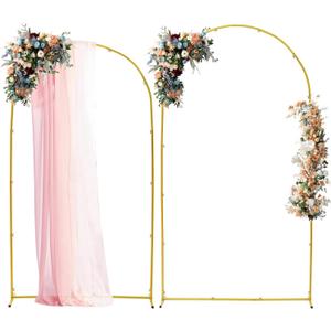 Arch Backdrop Stand, 7.2FT/6FT Metal Wedding Arched Frame, Gold Portable Arches Stand Set for Wedding, Birthday Party, Baby Shower, Festival and Ceremony Decorations, Set of 2