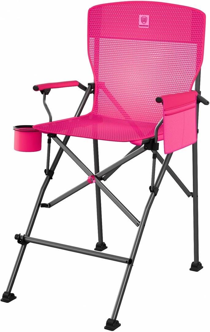 EVER ADVANCED Tall Directors Chair 31" Foldable Camping Mesh Pink, 25.8" W x 29.5"L x 49" H