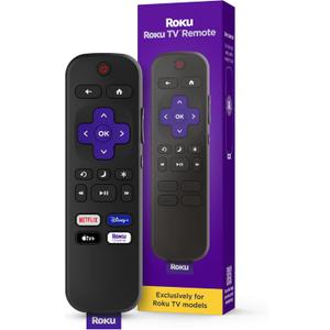 Roku TV Remote Control (Official Manufacturer Product) - Simple Setup, & Pre-Set App Shortcuts - Replacement Remote Compatible with RokuTV Models ONLY (Not Roku Players)