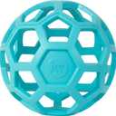 JW Pet HOL-ee Roller, Dog Toy Puzzle Ball, Natural Rubber, Large (5.5 Inch Diameter), Blue