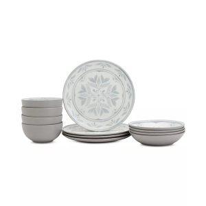 Gallery 12 Pieces Carrara Gray Dinnerware Set