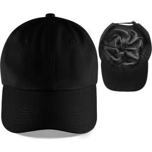 Leotruny Baseball Cap Satin Lined: Silk Lining Help Prevent Frizz Breakage - Sport Adjustable Hat for Women (Black)