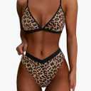 SUUKSESS Women Triangle High Cut Bikini Sets Sexy High Waisted 2 Piece Swimsuit, L