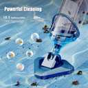 Pool Vacuum for Above Ground Pool with a Telescopic Pole, Running time up to 1H, Handheld Rechargeable Pool Cleaner with Powerful Suction up to 18.5 gallons/min, Ideal for Leaves & Debris, PC10