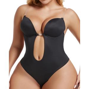 Sliot Strapless Shapewear for Women - Backless Bra Bodysuit, Deep Plunge Body Shaper for Backless Dress (XX-Large (40), Black)