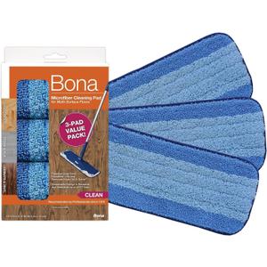 Bona Mop Microfiber Cleaning Pad for Hardwood & Hard Surface Floors - Value 3-Pack - For Use With Bona Mops - Dual Zone Cleaning