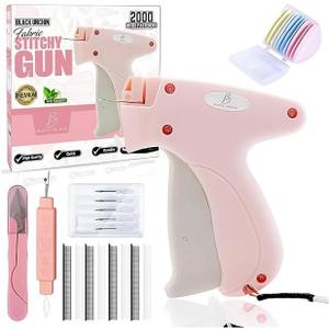 2 x Stitch for Clothes Mini Sewing & Tagging Kit with 5 Ultra-Fine Needles, 1,000 Black & 1,000 White 4.4mm Fasteners, Scissors, Double-Head Threader & Chalk for Clothing Repairs