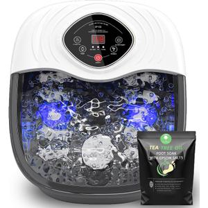 closewave Foot Spa Bath Massager with Heat, UV Ozone & Oxygen Bubbles,Shiatsu Rollers Epsom Salt Temperature Control, Relieves Stress and Feet Pain - Home Pedicure Soaking Tub Gift for Women/Men