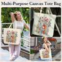 Women's Canvas Tote Bags, Cute Book Tote Bag, Library Tote Bag, Book Lovers Gifts, Canvas Grocery Bags With Handles, Tote Bags With Flowers And Butterflies, Christmas Gift For Readers-35
