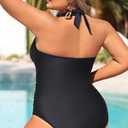Aqua Eve Plus Size Swimsuits One Piece Bathing Suit for Women Tummy Control Sexy Halter Swimwear (Black), 22W