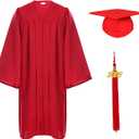 FtyFty Unisex Adult Matte Graduation Cap and Gown Tassel Set (Red)