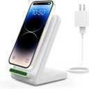 Wireless Charger, 15W Fast Wireless Charging Stand, Wireless Charging Station for iPhone 15 14 13 12 11 Pro Max Plus XS XR X 8 [Adapter Included] (White)