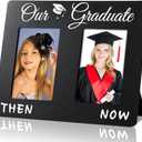 Vercraft 2026 Graduation Then Picture Frame Gifts Holds 4x6 Inch Black Class of 2026 Grad Photos Wood Photo Album for High School College