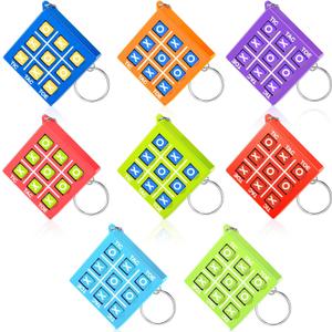 Hicarer Tic Tac Toe Keychain for Kids Ages 8-12 Party Favors Plastic Keyholders Game for Goodie Bags Mini Backpack Valentines Birthday Party(Bright Color,64 Pcs)