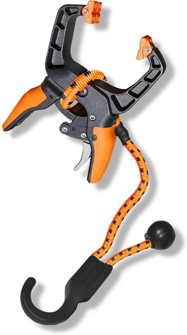 Holden USA - Ladder Clamp - Stabilizer Clip  Secure Safety Clamp for Roof, Gutters, and Wall Prep  Durable Support Cord for Roofing and Gutter Tasks (Black Orange Single)