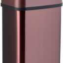Ninestars Bedroom or Bathroom Automatic Touchless Infrared Motion Sensor Trash Can, 3 Gal 12L, Stainless Steel Base (Rectangular, Burgundy/Black Lid)