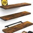 BAYKA Rustic Brown Floating Shelves 35.4in, Set of 3, Wall Mount Wood Shelf