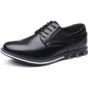 Mens Dress Shoes Casual Oxford Derby Orthopedic Leather Shoes Comfortable Walking Sneakers Business Office Loafers Work Flats (6, Black)