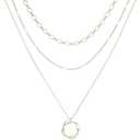 Silver Plated Layered Choker Necklaces for Women, Stackable Stacked Stacking Layering Dainty Silver Plated Necklace Beach Circle Paperclip Pendant Chain Necklaces Trendy Jewelry Set for Women