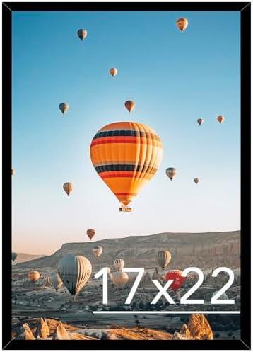 JCJMY 17x22 Picture Frame Black for Poster Photo Picture, Horizontal and Vertical Formats for Wall Hanging, 17 x 22 Wall Gallery Poster Photo Frame for 17 by 22 Photos Posters, Black