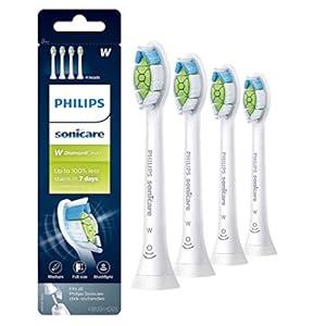 Philips Sonicare W DiamondClean - Genuine Replacement Electric Toothbrush Heads, White, 4 Pack One Year Supply, HX6064/65