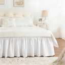 RIMELA Warm White Bed Skirt King Size 15 Inch Drop, Wrap Around Elastic Adjustable Bedskirt, Bed skirting Dust Ruffle for Bed Frame & Box Spring Soft Durable Fabric Machine Washable Easy to Install