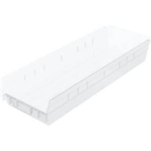 Akro-Mils 30164 Plastic Shelf Bins, Heavy Duty Storage Bins for Garage, Closet, and Drawer Organization, 24-Inch x 6-1/2-Inch x 4-Inch, Clear, 6-Pack